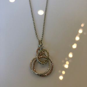Silver Gold and Bronze Link Dangling Necklace